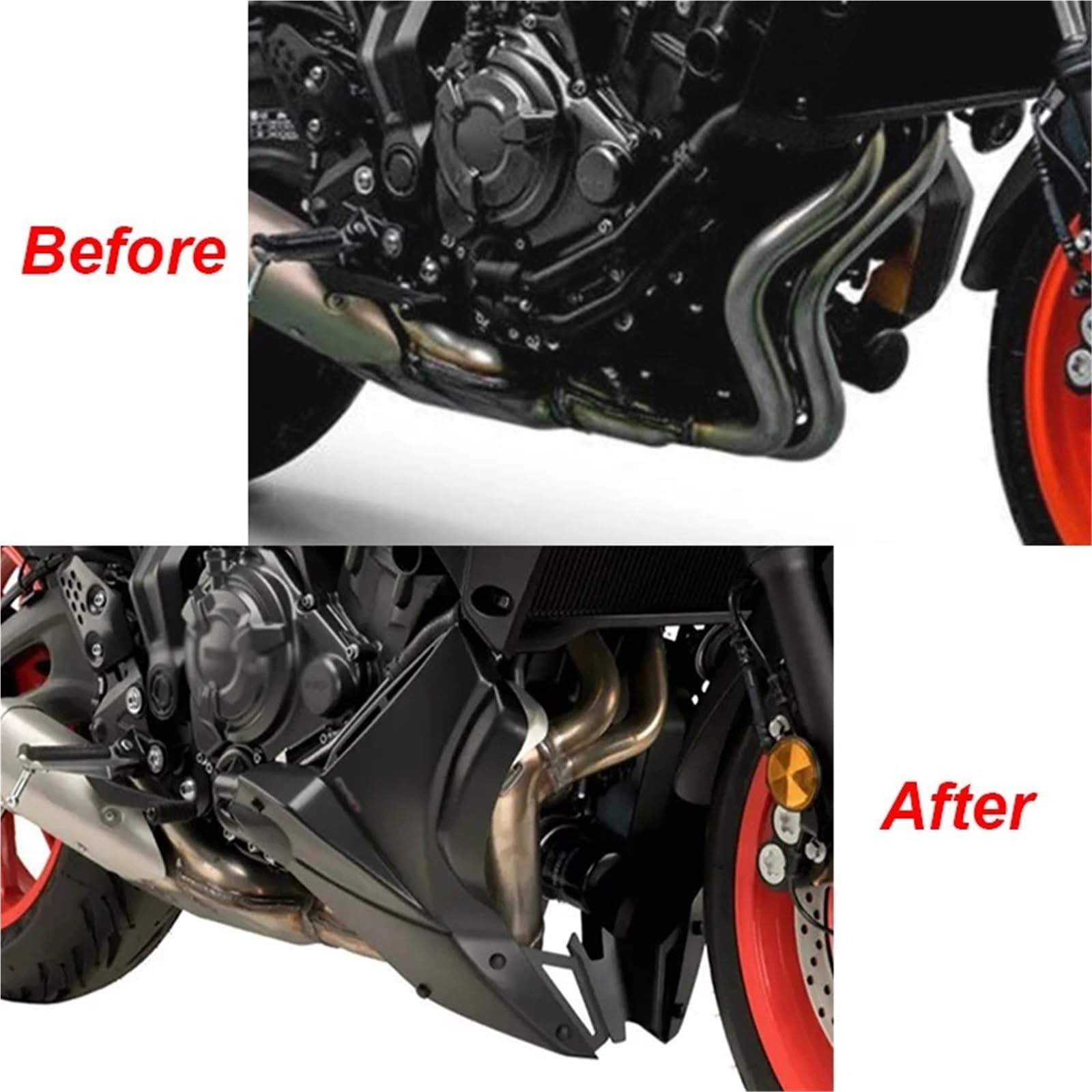Front Bumper Splitter dachowy Pasuje do Yamahy FZ07 MT07 2021-2023, spojlera silnika, dolnej osłony podwozia i zestawu nadwozia
