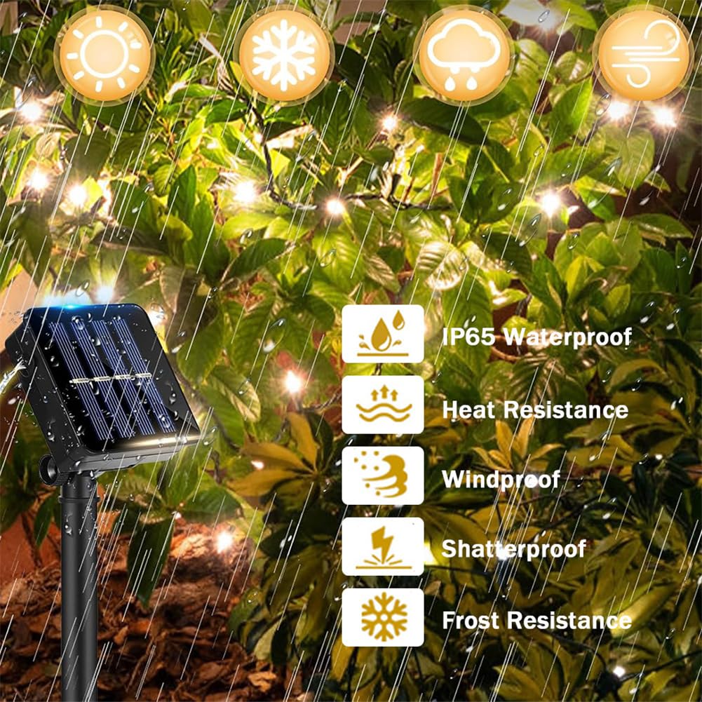 FANSU Solar Lichterkette Aussen, Lichterkette Außen Solar Wasserdicht, 8 Modi Solarlichterkette Wetterfest für Balkon Garten Pavillon Terrasse Vorzelt (Libelle Farbe,32 m 300 Lichter)