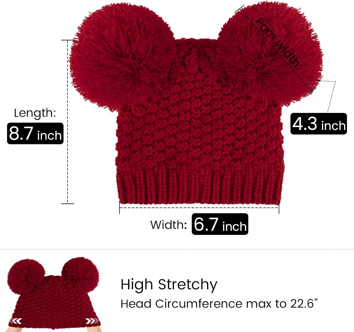 Simplicity Women's Winter Cable Knit Pompom Ski Snowboard Beanie Hat