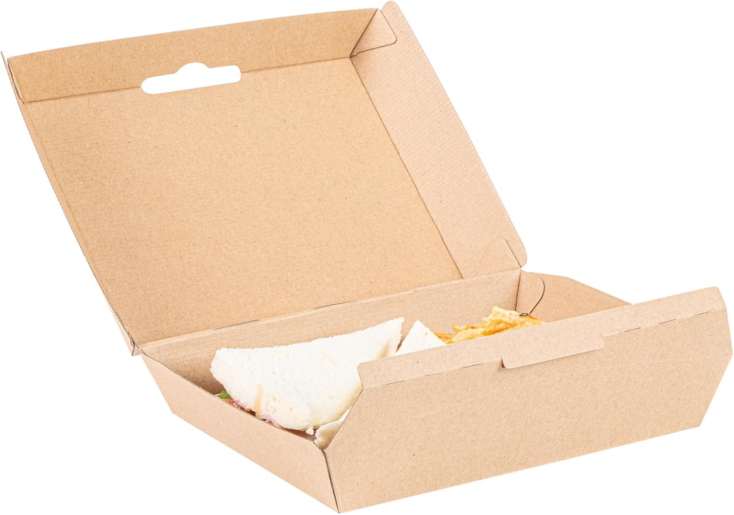 Restaurantware Clamshell Take Out Container 100 Pack of 7.9 x 5.9 x 2.8 Inch Paper Sustainable Take Out Box Grease-Resistant Food Box Kraft Burgers and Sandwiches Container