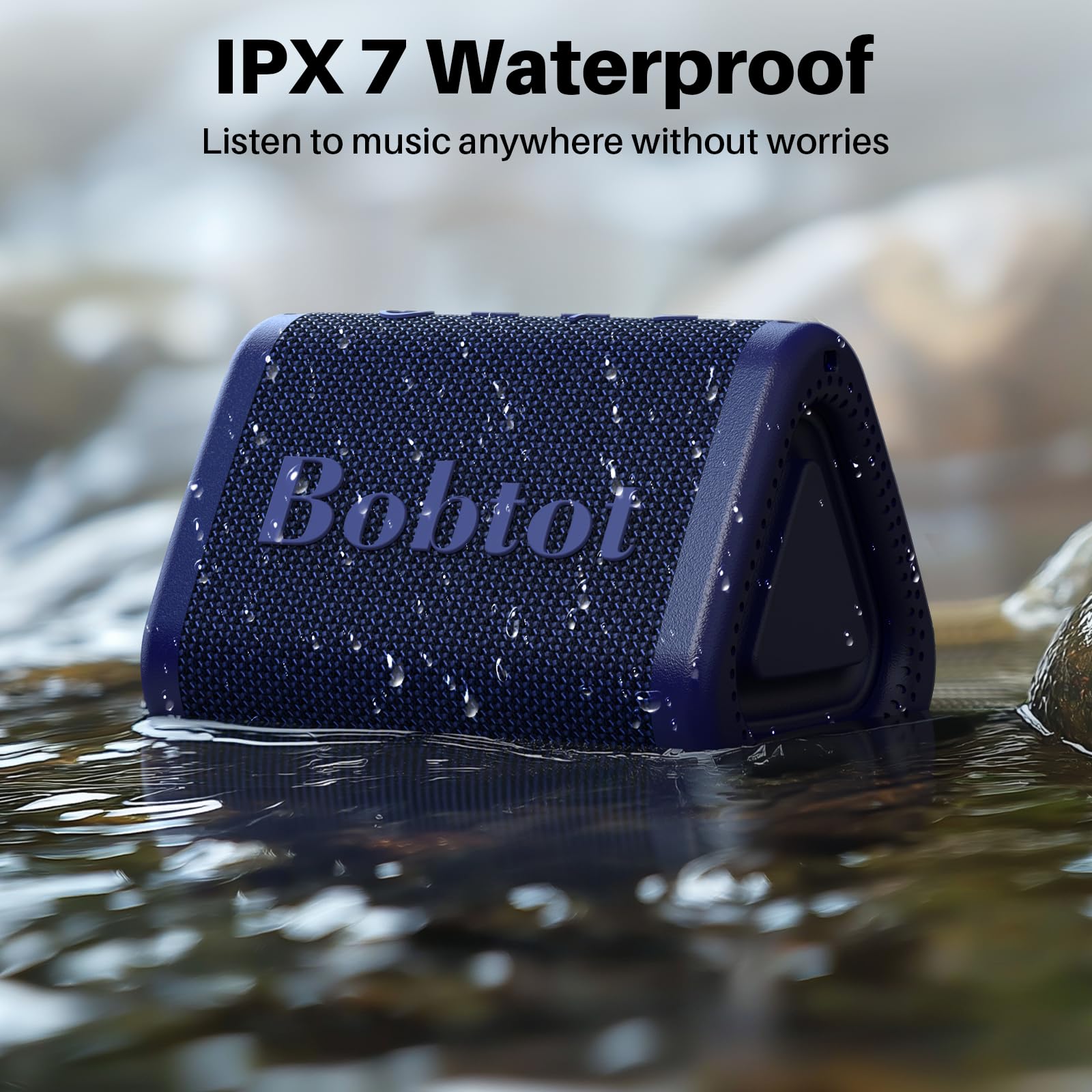 Bobtot Altoparlante Bluetooth portatile wireless 10 W di picco, IPX7 piccolo altoparlante per doccia impermeabile, tempo di riproduzione 15 ore, suono forte e stereo con bassi, accoppiamento TWS per