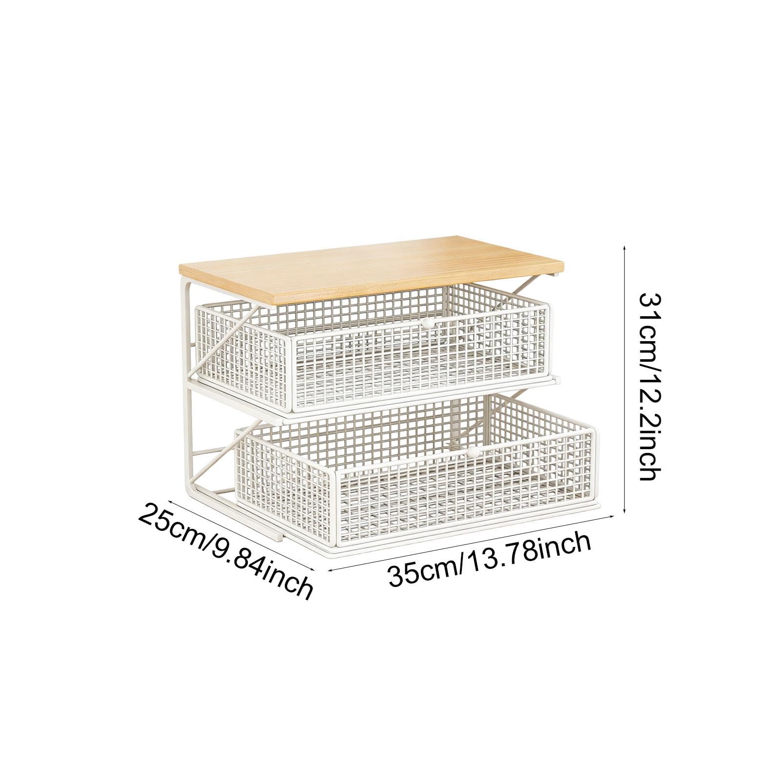 Kaffeeregal, Küchenorganizer mit Schublade, Ablagefach, Ideal für Büro, Tisch, Wohnzimmer Oder Küche, White S