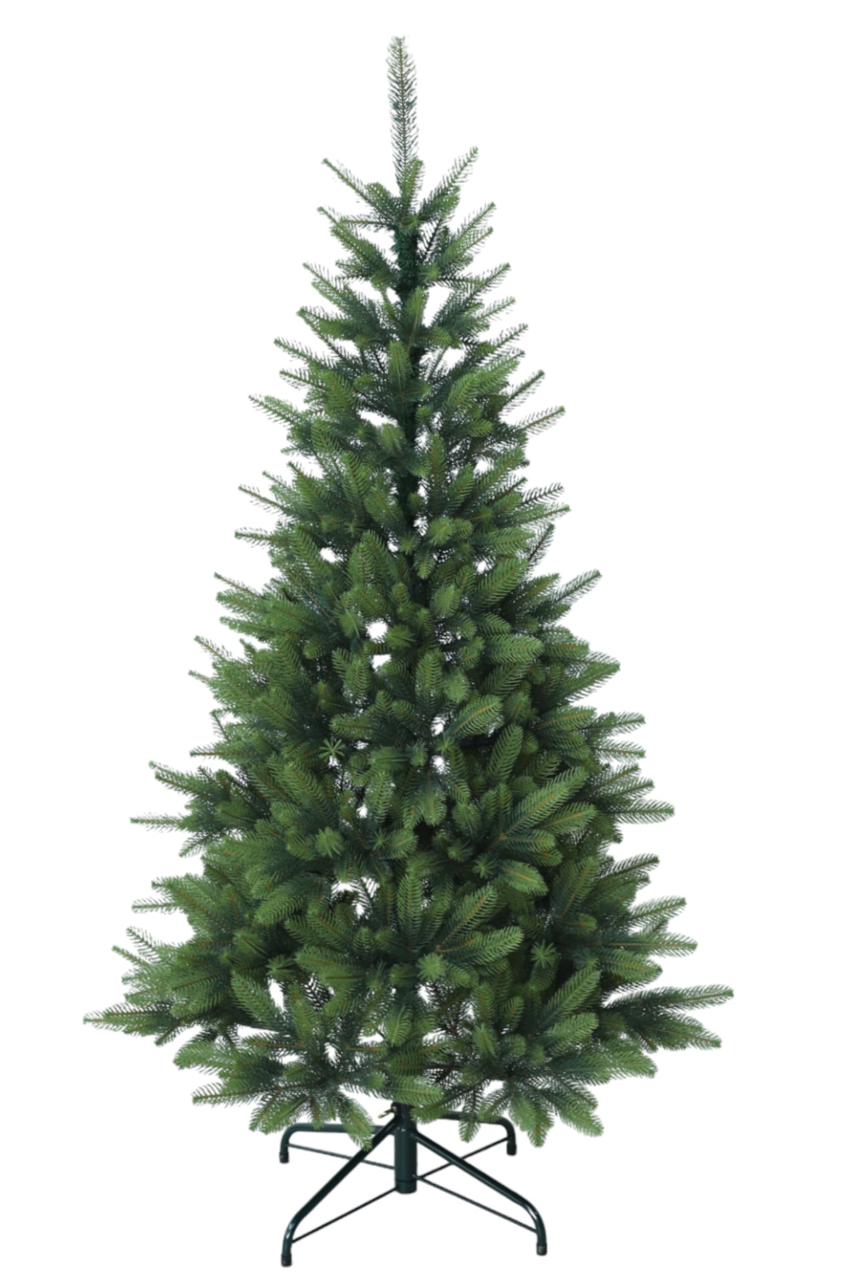 Künstlicher Weihnachtsbaum Premium Spritzguss PE 150 cm Höhe und 1093 Spitzen wie echt mit Metallständer und Aufbewahrungstasche Klappsystem Kunst Tanne (150 cm Höhe)
