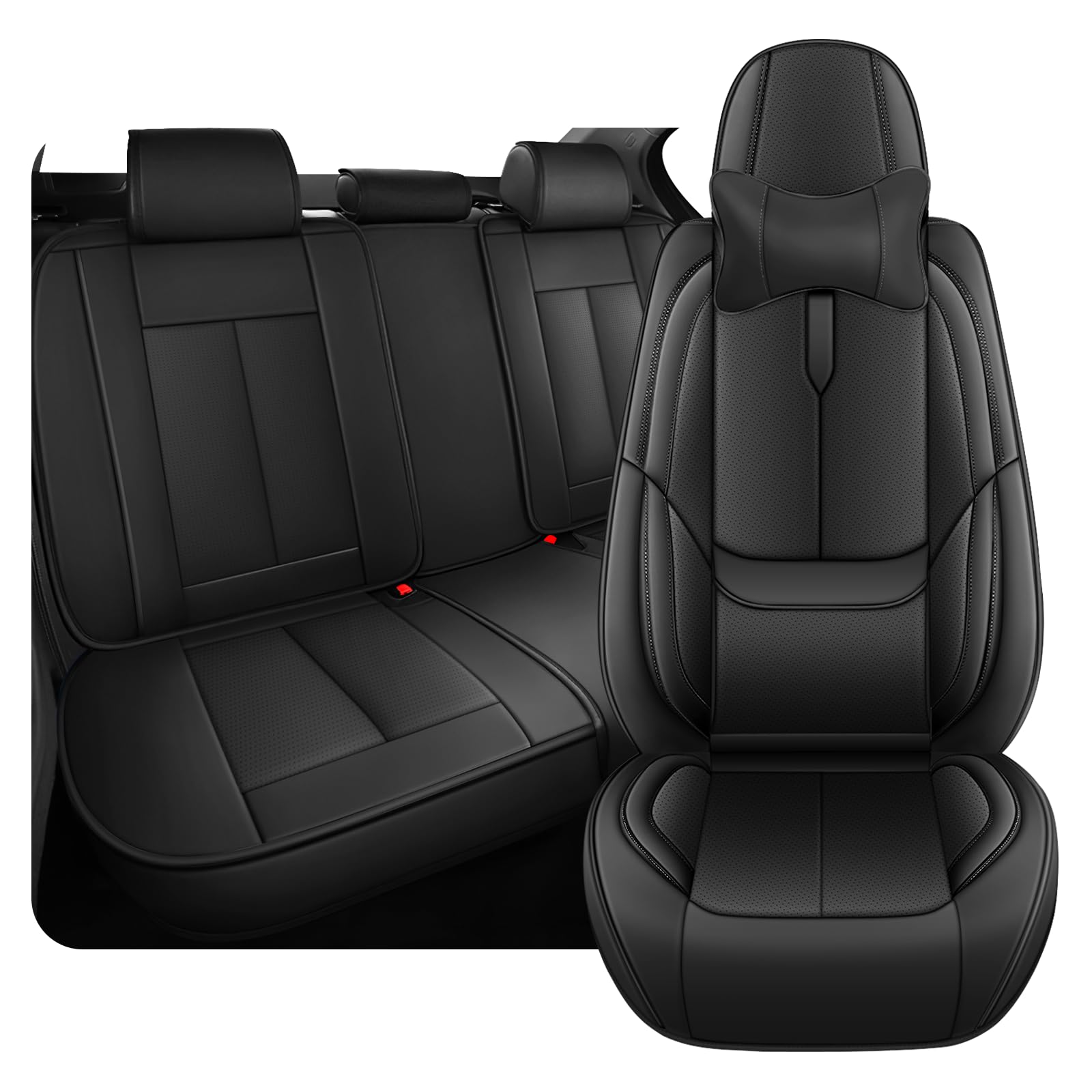 Fit for 98% of Chrysler Car Seat Covers with Headrests, Premium Nappa Leather Seat Cover, Fully Wrapped Protect Modern Style Seat Cover (5-Seat Luxury