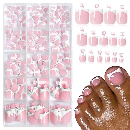 150pc White French Tips Press on Toenails Women Fake Toenail