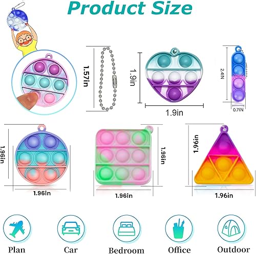 Miniatura 2 de Llavero Pop Fidget It Mini Fidget Toys Bulk 180 Pack de recuerdos de fiesta para niños de 3-5 4-8 años para niños y niñas, calcetines Push Pops a