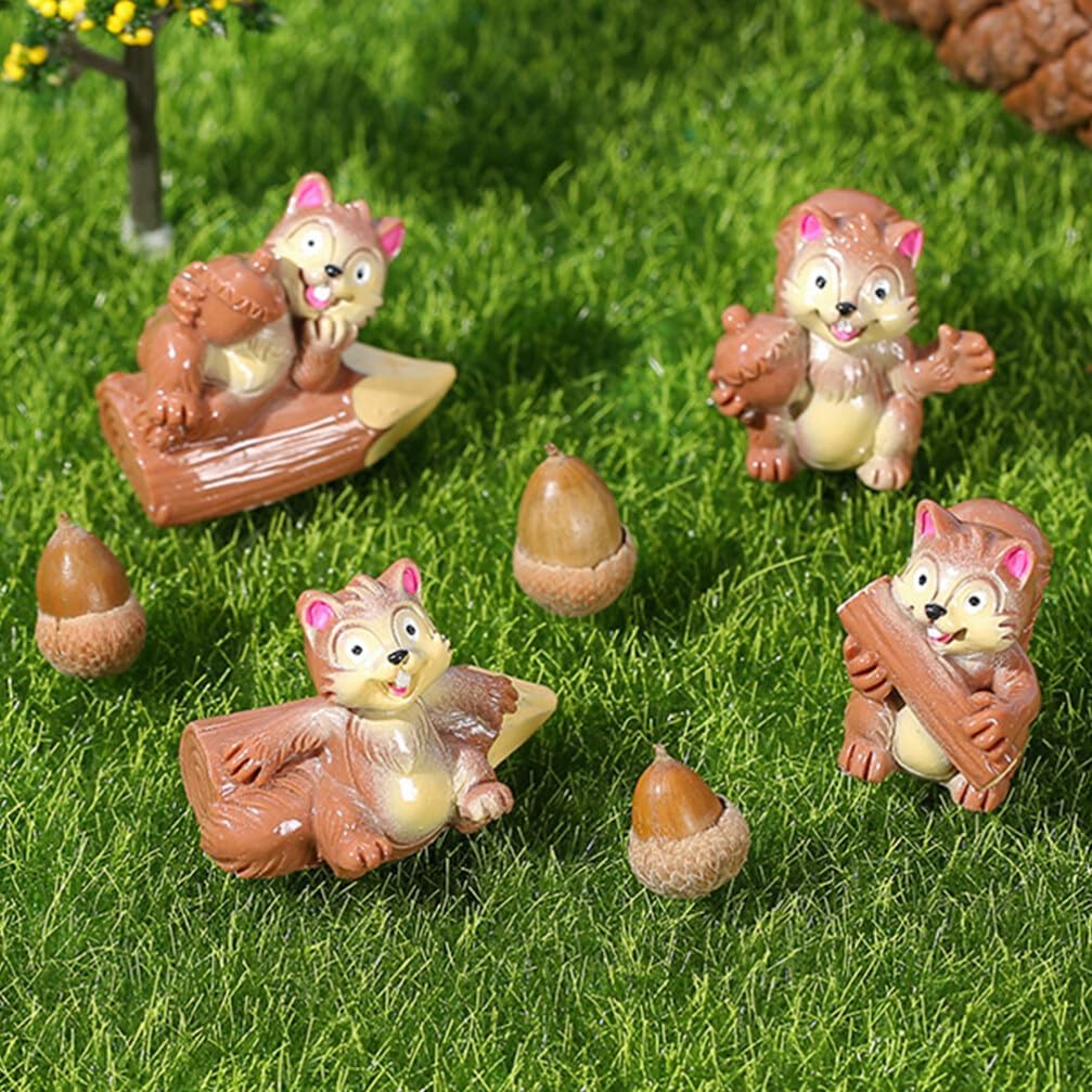 DECHOUS 35 Pcs Micro Landscape Animals Mini Animals Mini Resin Resin Crafts Statue Tiny Squirrel Figurine Forest Figures Table Decorative Squirrels Cute