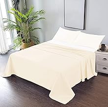 Cotton Craft Premium 100% Cotton 600 TC Solid Bedsheet and Pillow Cases King Ivory
