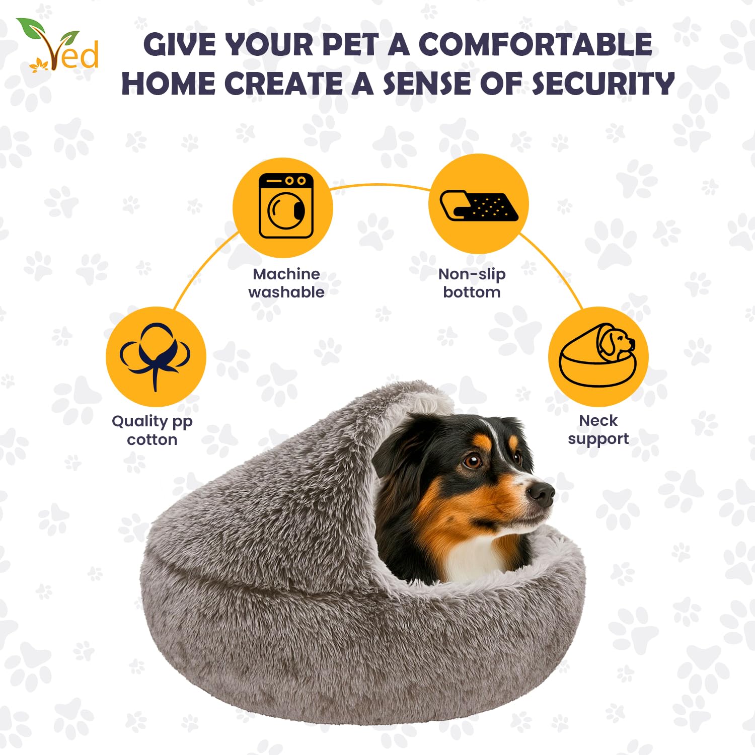 Ved Cama para Gatos y Camas Perros Medianos - Dog Bed Cueva para Mascotas Pequeñas, Casa Interior Invierno, Cueva Gato y Perro, Saco Dormir Gatos, Casa Interior Fred