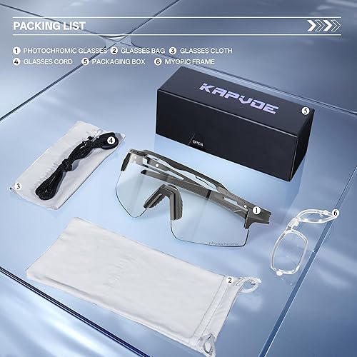 Miniatura 4 de KAPVOE Gafas de ciclismo fotocromáticas para bicicleta de montaña, gafas de sol transparentes para montar en bicicleta, béisbol, correr, golf, para
