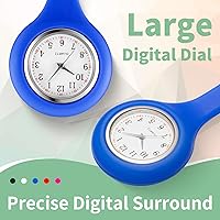 Vista 3 de Kenning Paquete de 15 relojes de enfermera con clip para mujeres y hombres, reloj de silicona con solapa de bolsillo, estetoscopio con segunda mano