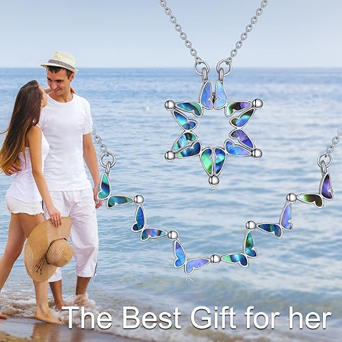 Miniatura 6 de AXELUNA Collar con dije de estrella de David de plata de ley con diseño de mariposa magnética plegable hexagonal para mujer