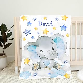 Personalised Baby Blanket with Name and Date of Birth,Babys Boy Girl Swaddlers Warm, Soft Customised Throw for Newborn Baby Cot & Pram Blankets Babys Present