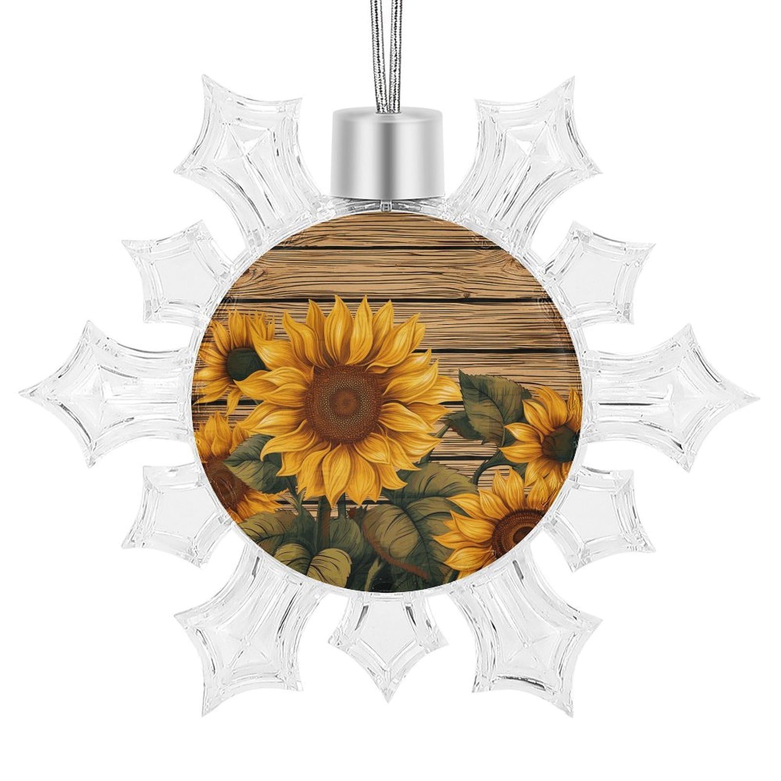 Paint Wooden Board Sunflower Snowflake Decorations, Winter Snowflake Ornaments Christmas Party Decorations Christmas Tree Decorations for Xmas Tree Winter New Year Party Supplies