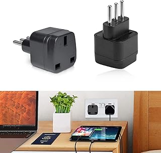 AZWOOD UK to Italy Plug Adapter, UK to 3 pin Italy Travel Adaptor Converter, UK to Italian Converter Power Adapter for Italy Chile Vatican City Uruguay Syria Maldives and more Type L Plug (1 PCS)
