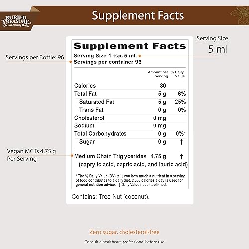 Miniatura 2 de Buried Treasure Aceite de coco MCT para una función cerebral saludable y mayor rendimiento, dieta cetogénica y paleo, triglicéridos de cadena media