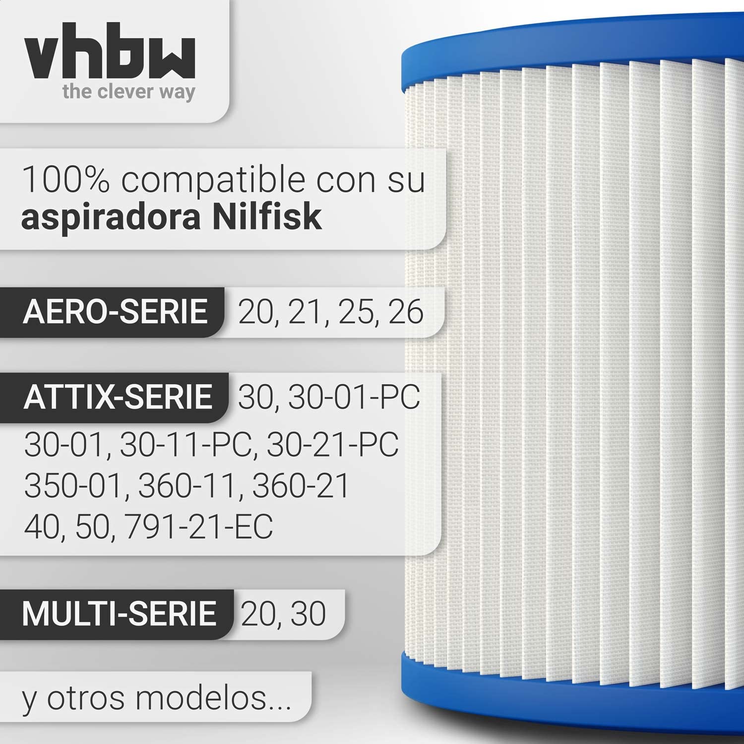 vhbw Filtro compatible con Makita VC2010L, VC2012L, VC2511, VC2512L, VC3011L, VC3012L, VC3511L, 441, 442, 446, P-70219 aspiradoras industrial- Cartuchos