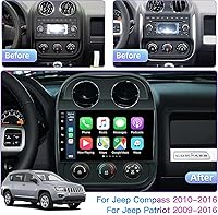 Vista 3 de [4G+32G] Android 13 5GWIFI Radio de coche estéreo para Jeep Compass Patriot 2010-2016 con CarPlay Android Auto, pantalla táctil de 10.1 pulgadas