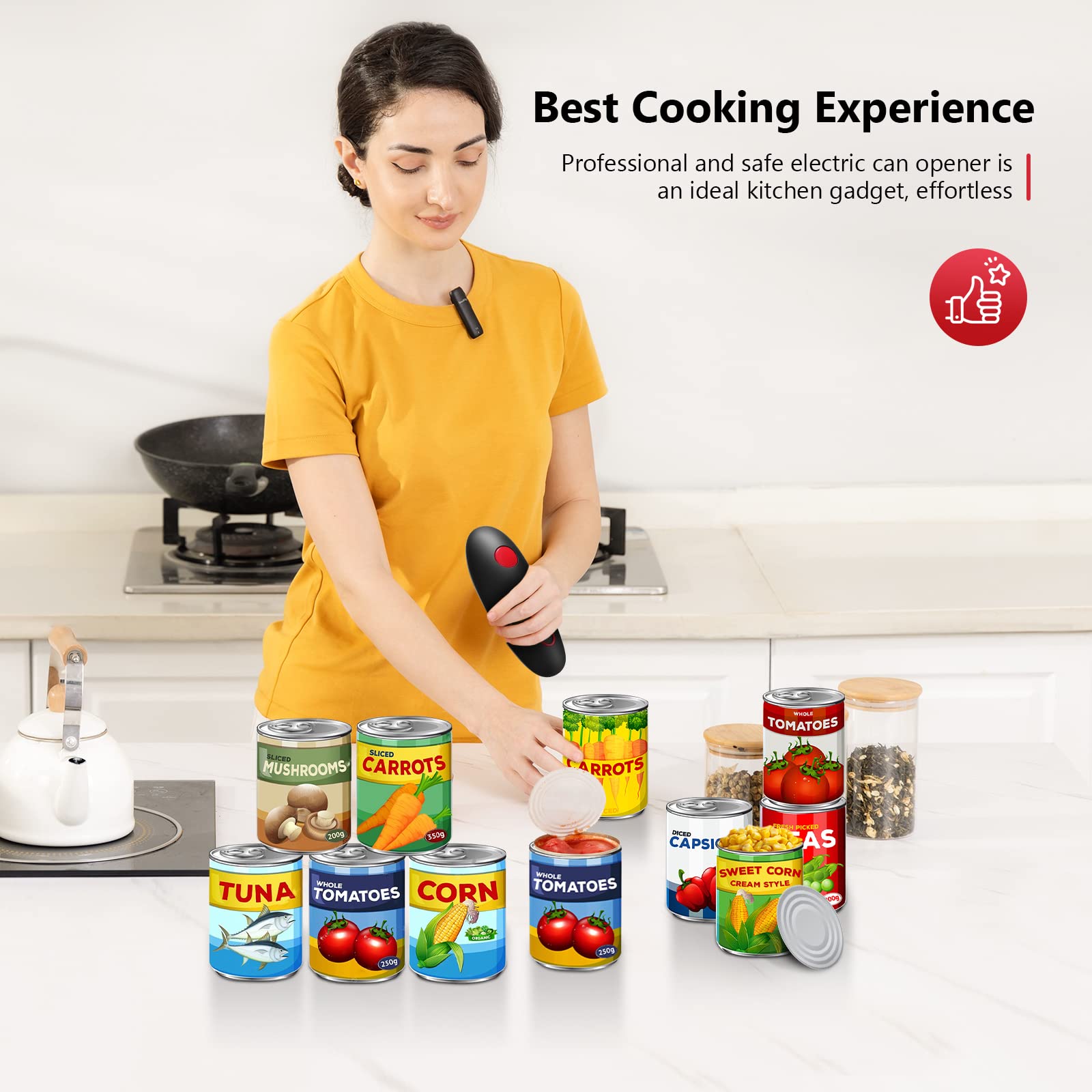 Apriscatole Elettrico One Touch Bordo Liscio Apriscatole per Cucina Del Ristorante per Cucina Del Ristorante Interruttore One-Touch,per Persone Anziane e Individui Affetti Artrite