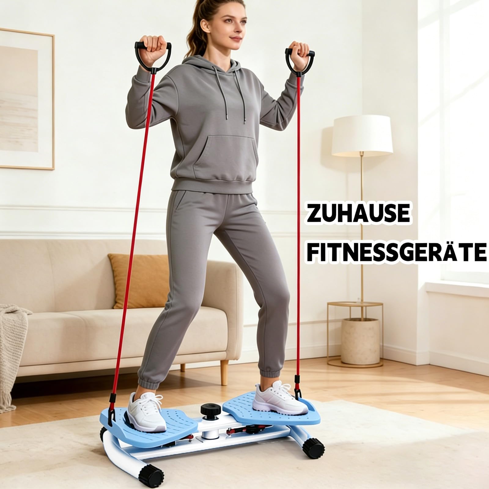 Pilates Board, Hüfttwister Bauchmuskeltrainer, Twist Waist Disc Borad mit 2 Widerstandsbändern für Core-Training, Schlanke Taille (Blau)