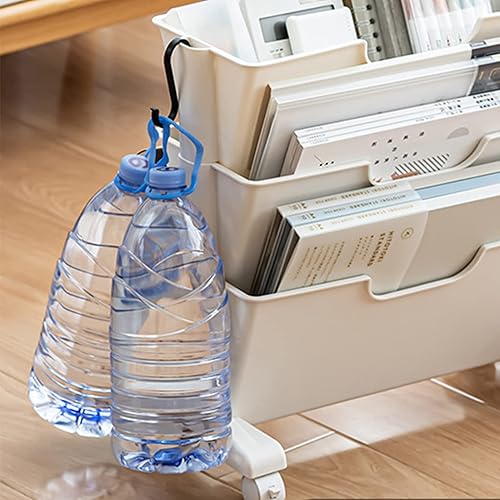 Miniatura 4 de Estantería móvil, 3 capas de gran capacidad, universal, con ruedas, organizador de archivos para habitación, material plástico duradero en color