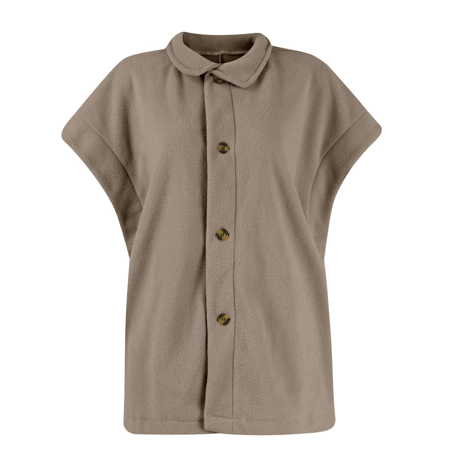 FUPODD Fleece Weste Für Damen Winter Leicht Teddy Damen-Westen Elegant Knöpfe Fleeceweste Ärmellos Plüschweste Einfarbig Flauschig Teddyfleece Longweste Taschen Plüsch Teddywesten Frauen Kuschelig