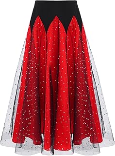 Freebily Falda De Baile Salón Niñas Falda De Vals con Volante Falda De Gasa para Flamenca Sevillana Ropa De Ballet Bailarina