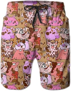 Men's Swim Trunks Pig Mud Bathers Beach Board Shorts Quick Dry Sports Running Swim Board Shorts with Pockets Mesh Lining - coolthings.us