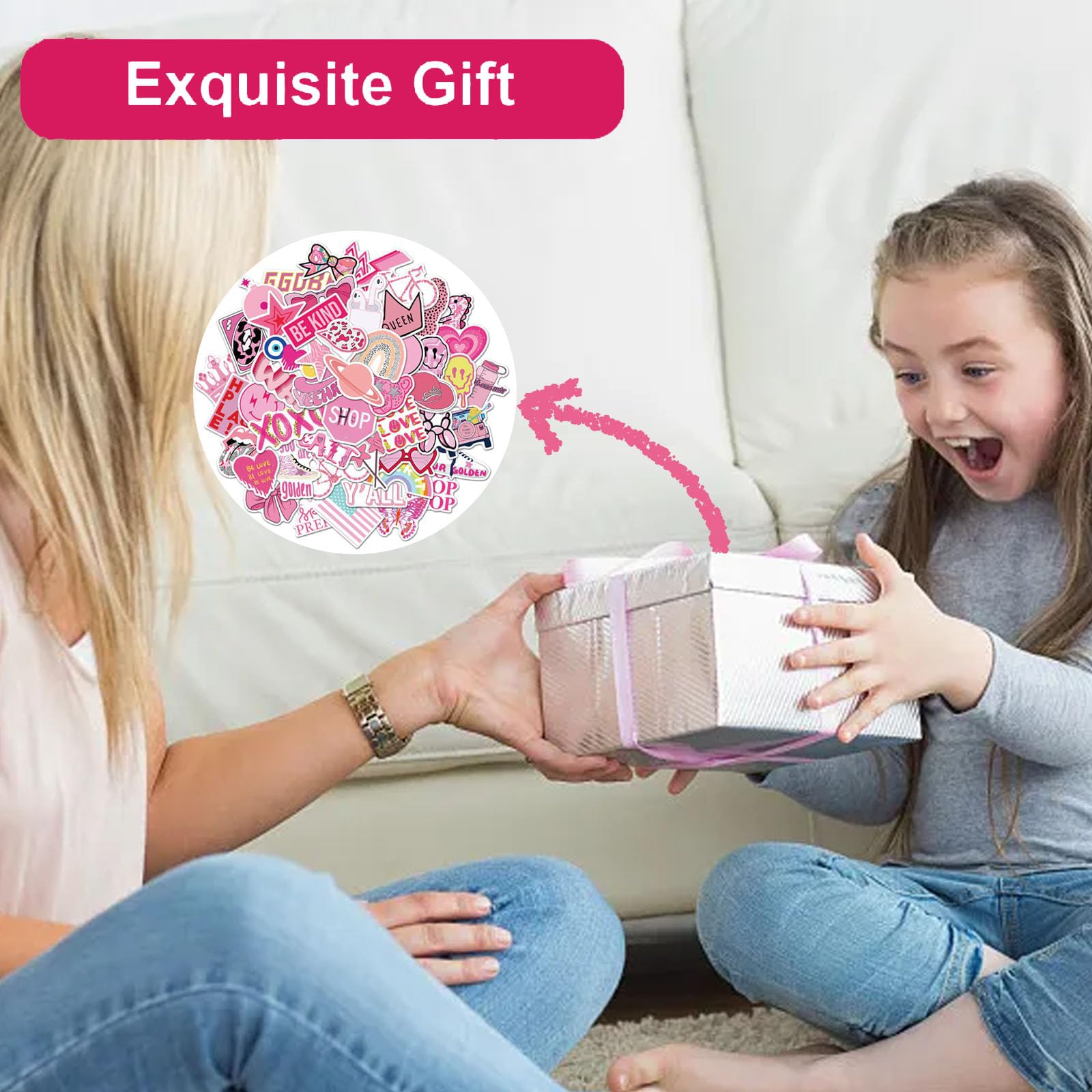 Moguri Lot De 100 Autocollants En Vinyle Rose, Imperméables Et