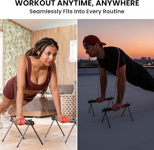 Miniatura 3 de Rubberbanditz Parallette, barras paralelas y estación de inmersión  Equipo de entrenamiento de gimnasio en casa, barras L-Sit y equipo de calistenia