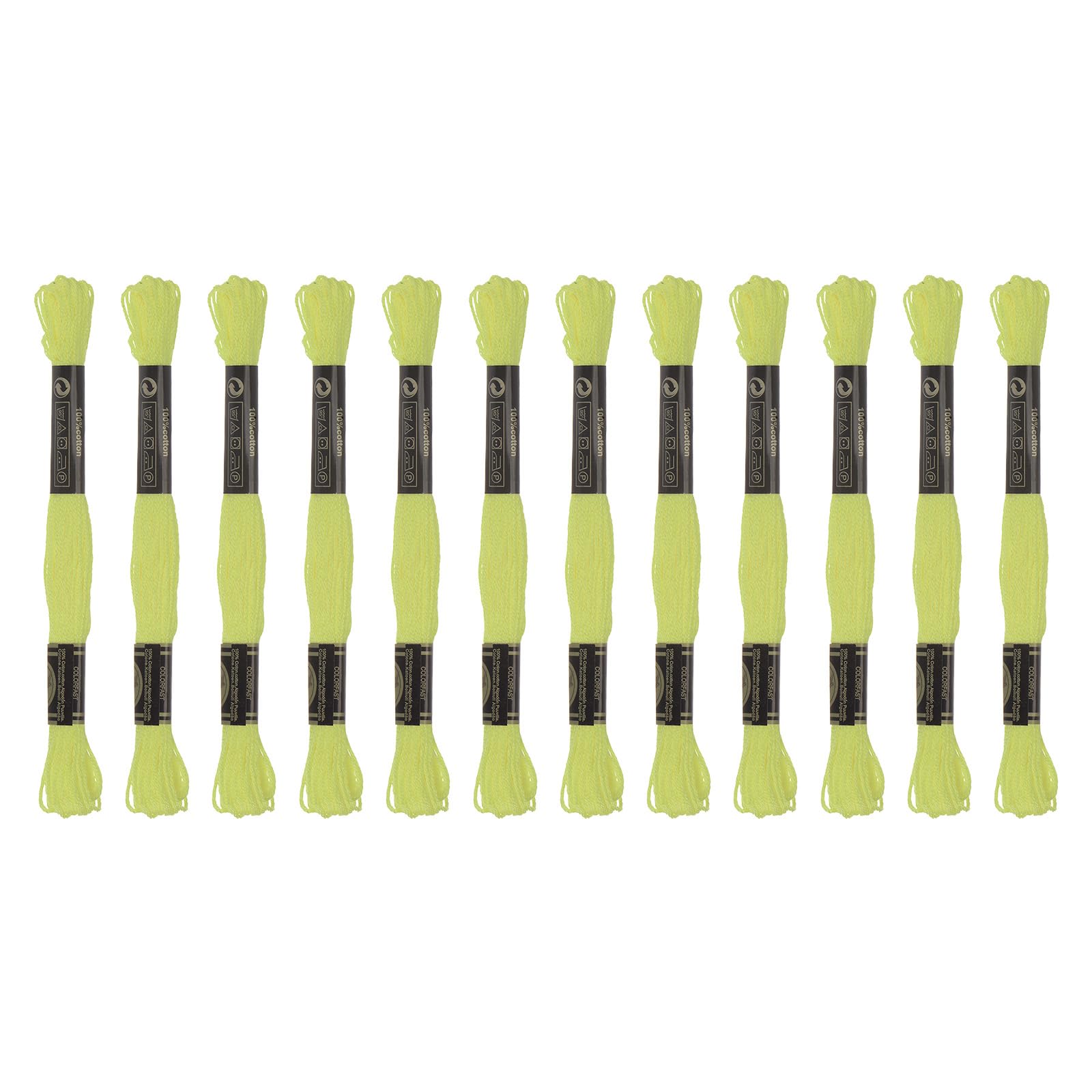 HARFINGTON 12 Skeins Embroidery Floss 8.75yds(8m) Egyptian Long-Staple Cotton Cross Stitch Thread for Sewing DIY Bracelet Yarn String and Crafts, Green-Yellow(6012)