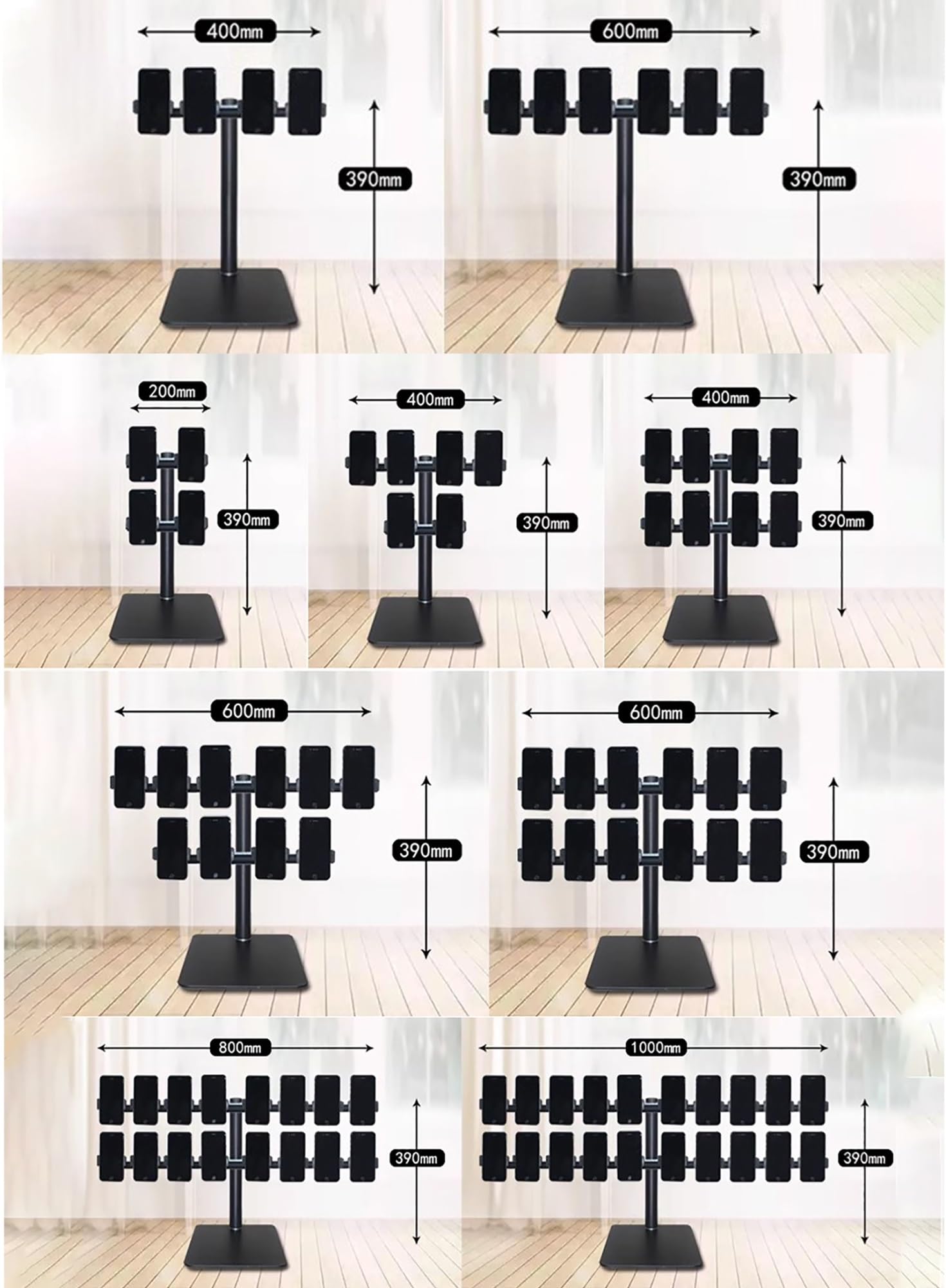 Soporte de control para teléfono celular, organizador de metal para escritorio, almacenamiento de 2 niveles para múltiples dispositivos, ideal para oficina y uso doméstico