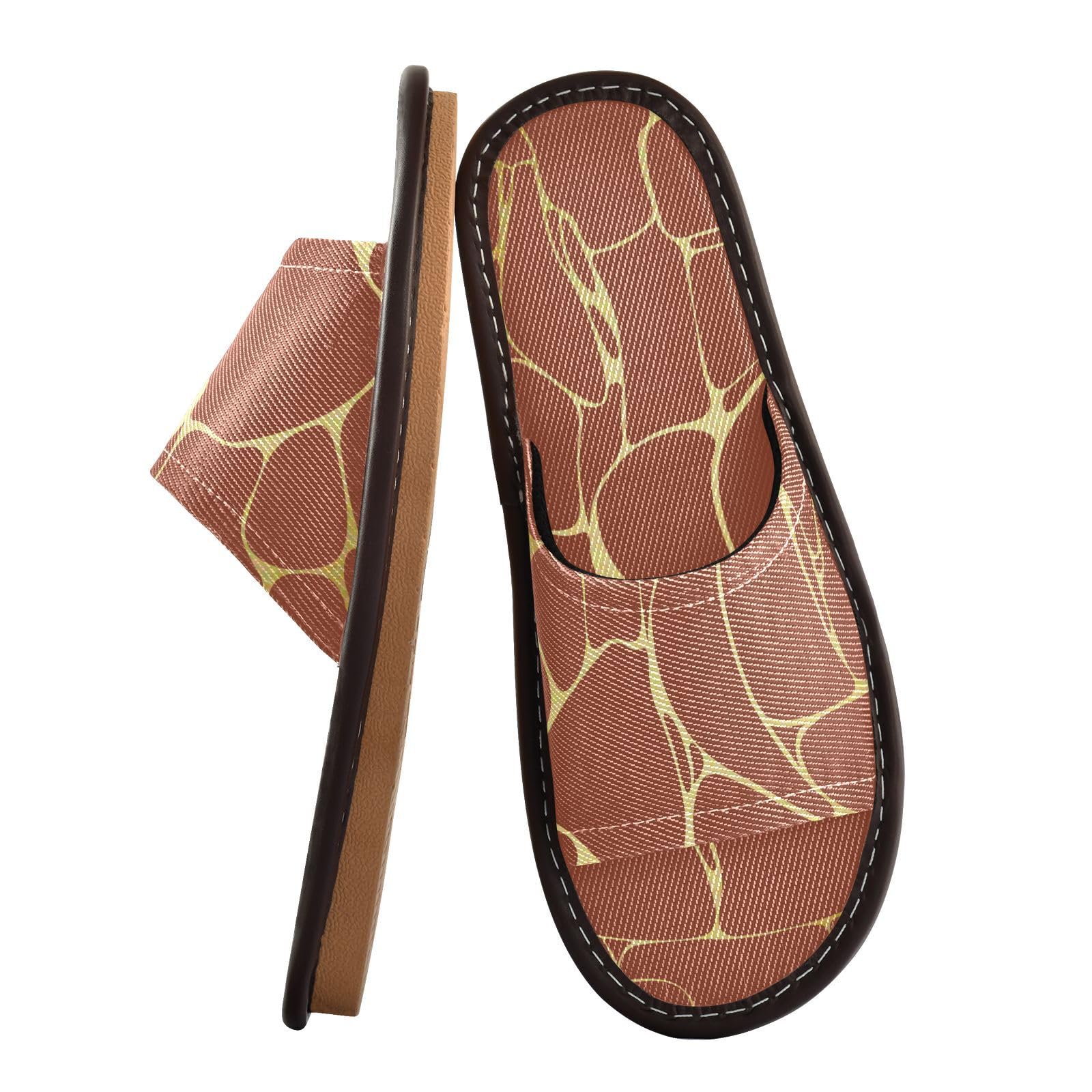 GuoChe Gold Marble Vintage Texture Spa Slippers Indoor and Outdoor Breathable Cozy Open Toe Home Shoes for