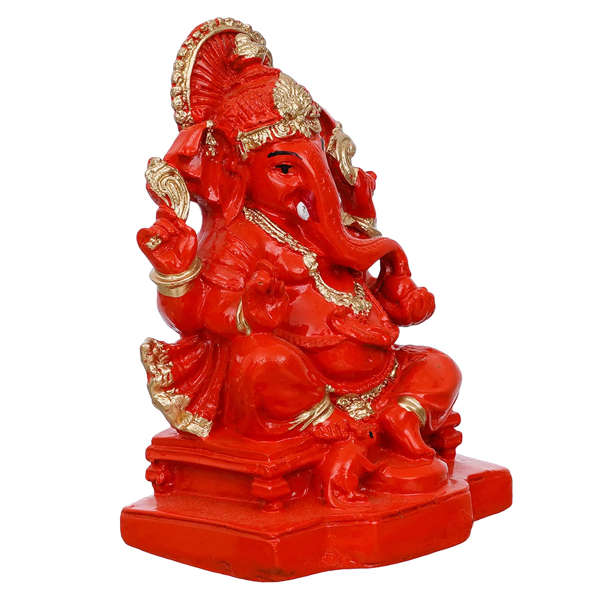 Webelkart Polyresin Ganesha Statue for Car Dashboard Ganesha Murti Ganpati Idol Figurine for Home Temple| Ganesha Idol for Car Dashboard -Ganesha Idol for Home Decor Entrance (4 inches,Orange) 1