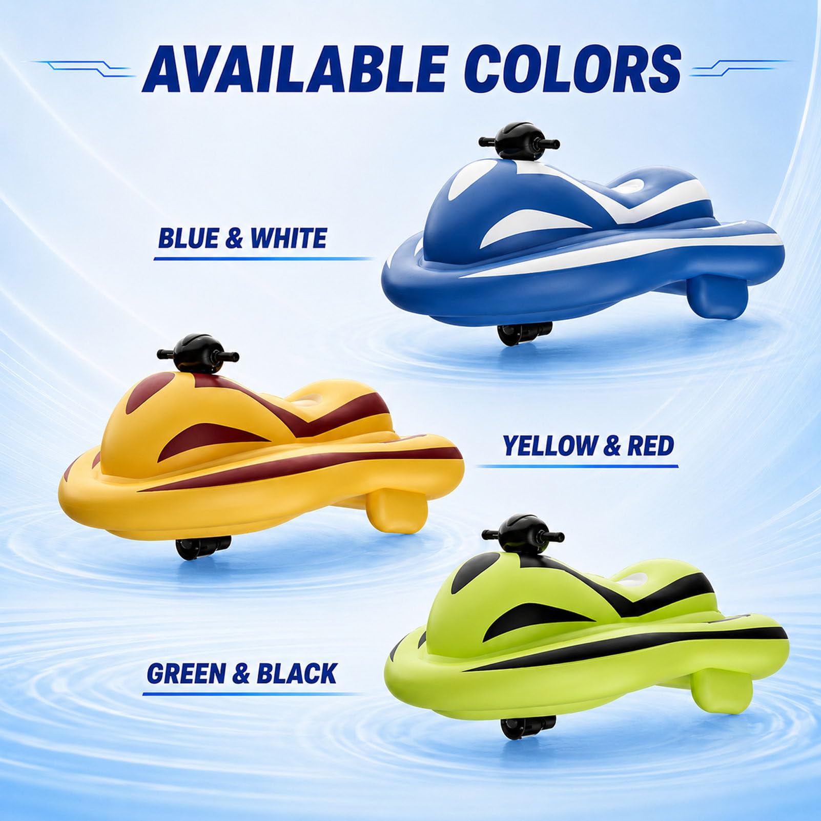 Gommone cavalcabile Elettrico Yellow | Gioco gonfiabile motorizzato per piscina per bambini con batteria da 5200 mAh, design portatile e pieghevole