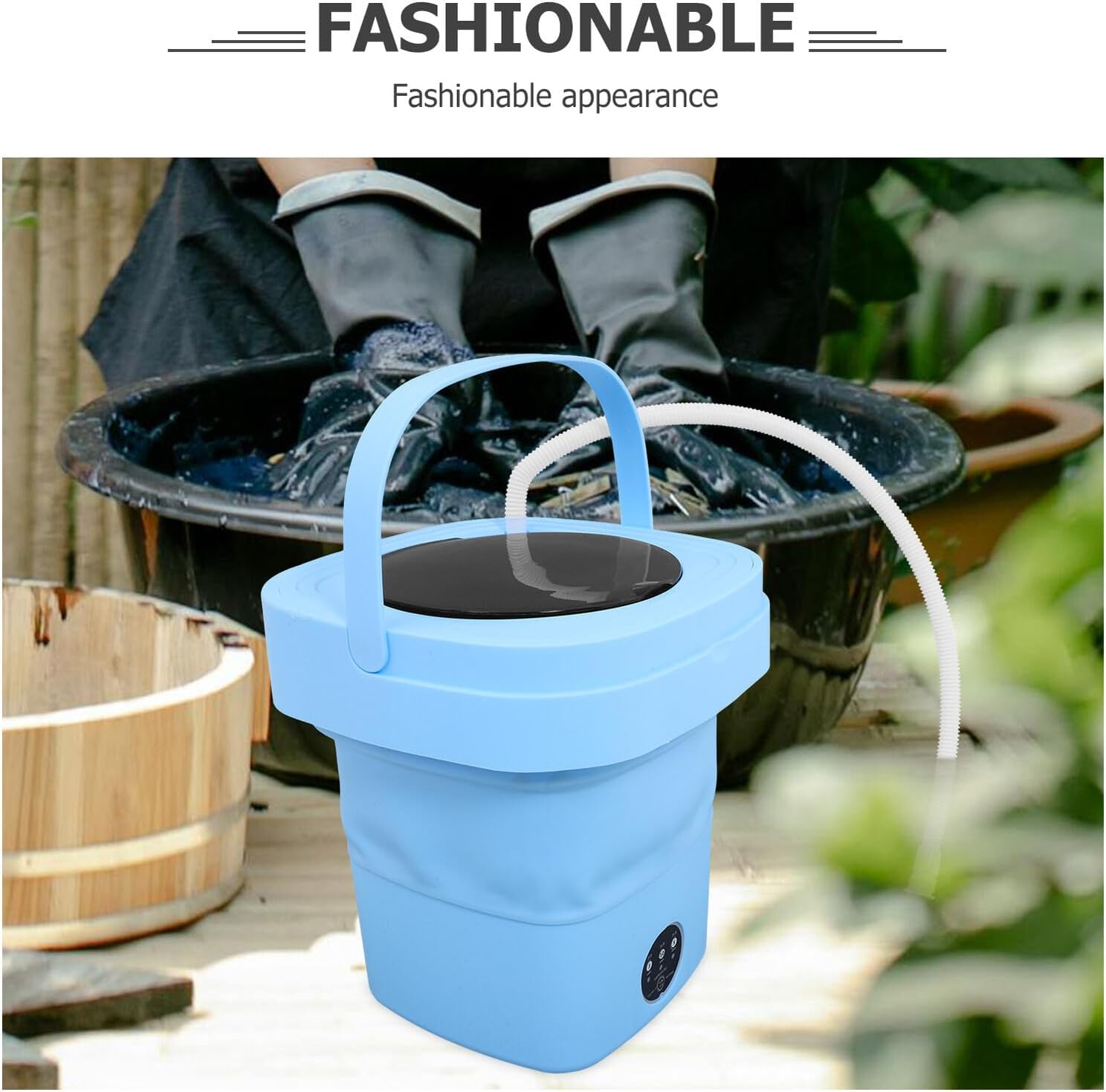 Portable Mini Washing Machine Foldable Capacity with Touchscreen Control Modes Compact Washer for Apartment Dorm Travel Camping US Plug