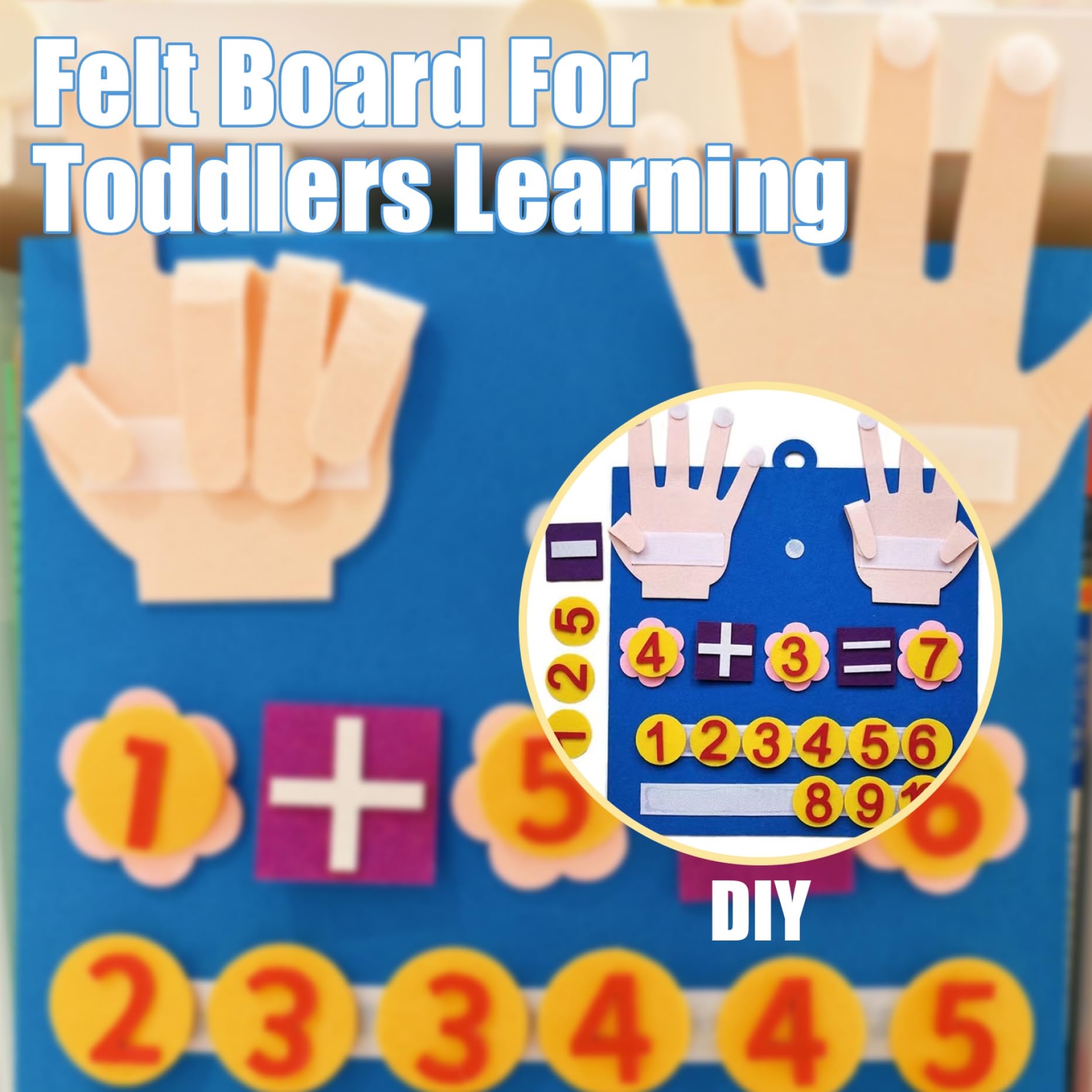 Jorzer Fieltro Números de Dedo Juguete de Matemáticas para Niños Lindo Diversión Educación Temprana Juguetes para Contar con Lazo para Colgar DIY Vibrantes Juguetes de Aprendizaje Actividades de..