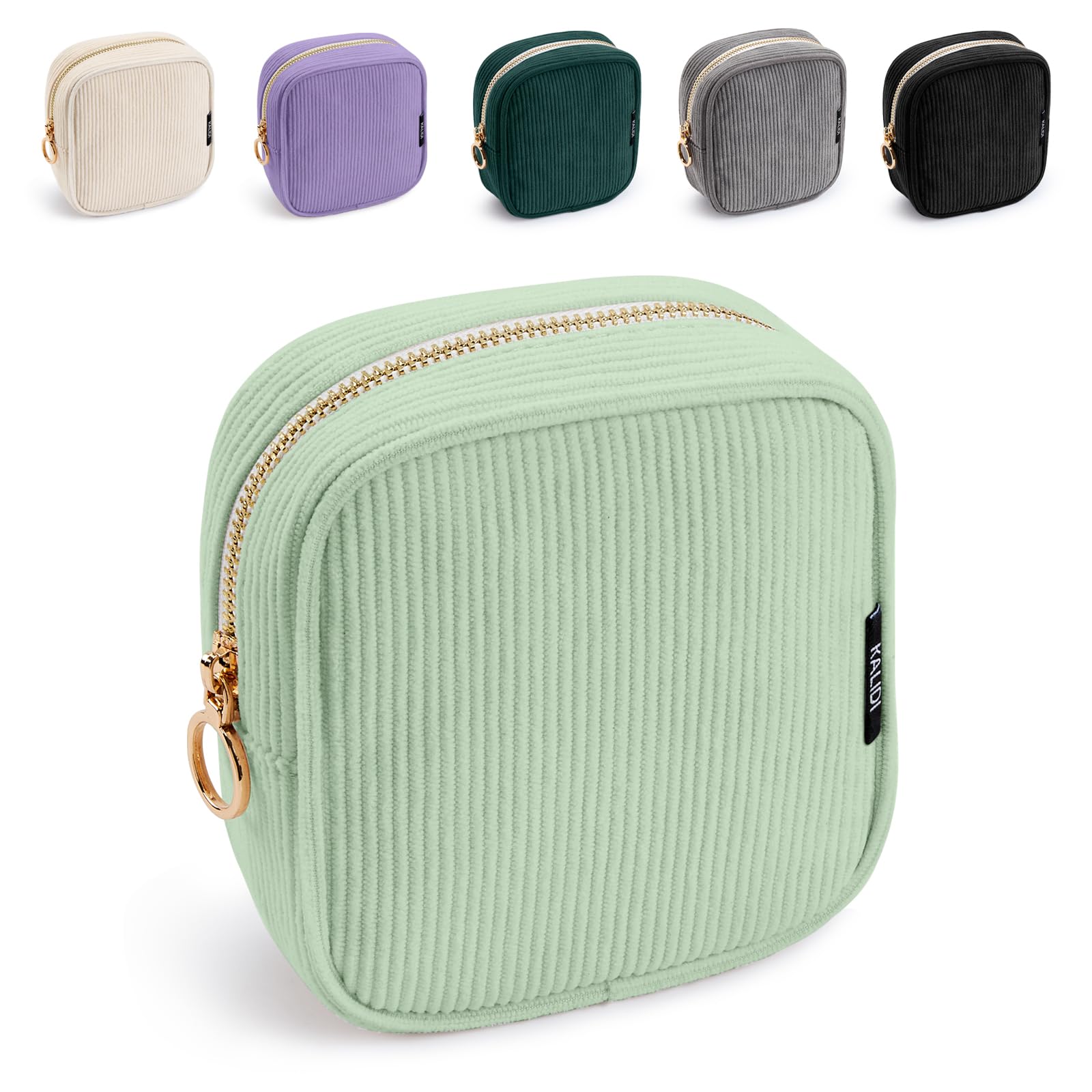 KALIDI Kosmetiktasche Damen Cord Make Up Tasche Tragbar Schminktasche mit Fächern MetallreißVerschluss Kosmetiktaschen Reise Makeup Organizer Make-up Bag Kulturtasche für Frauen Mädchen