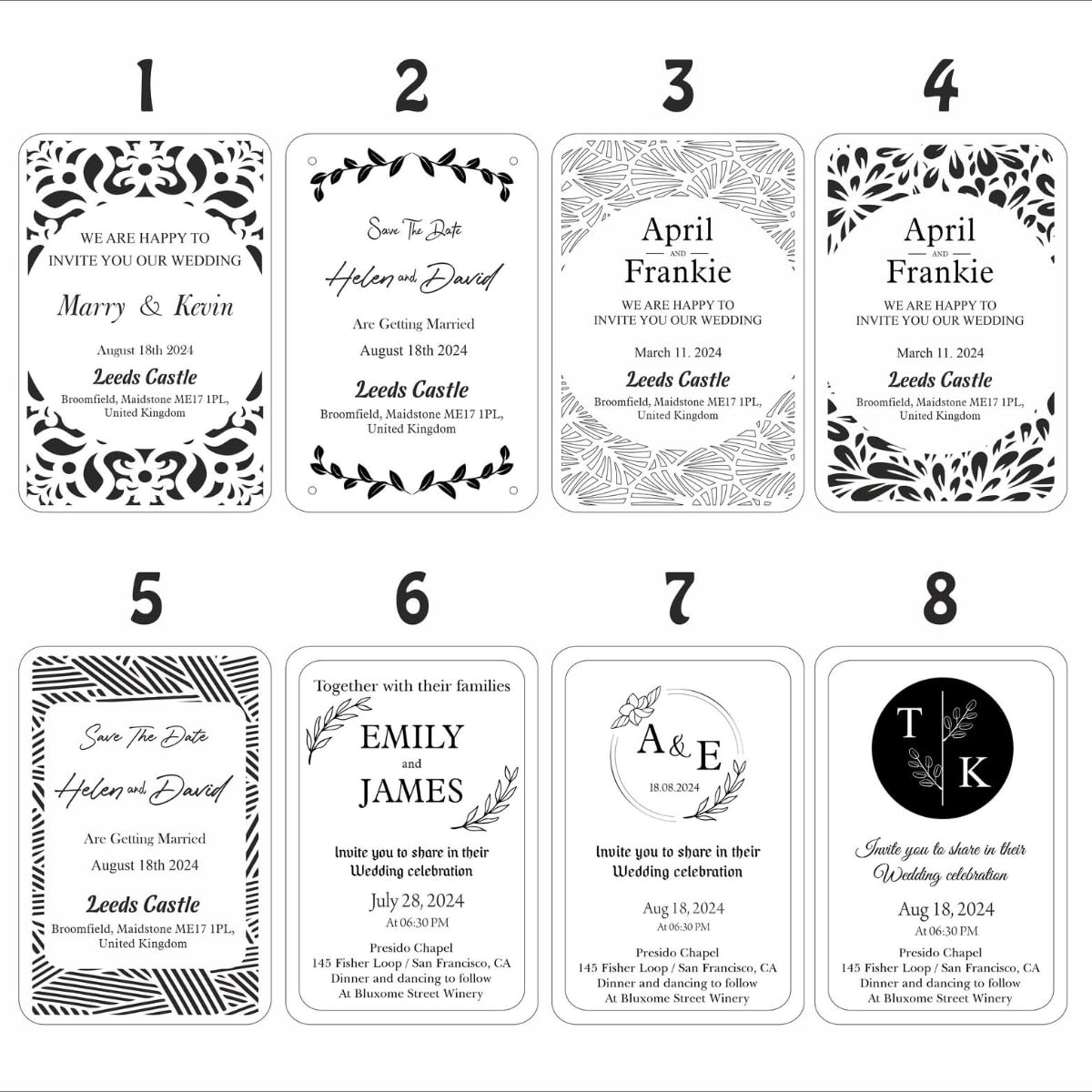 Invitaciones de boda de madera personalizadas grabadas con láser, tarjetas de invitación nupcial personalizadas (20 unidades)