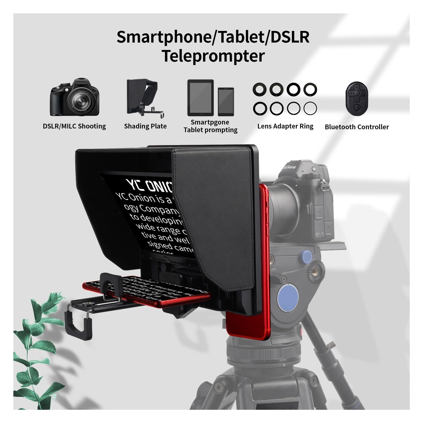 Teleprompter, Teleprompter for Tablet Smartphone Kamera Tragbares Teleprompter Kit mit Fernbedienung & Objektivadapterringe Ultraweitwinkel, Online-Lehre Live-Streaming