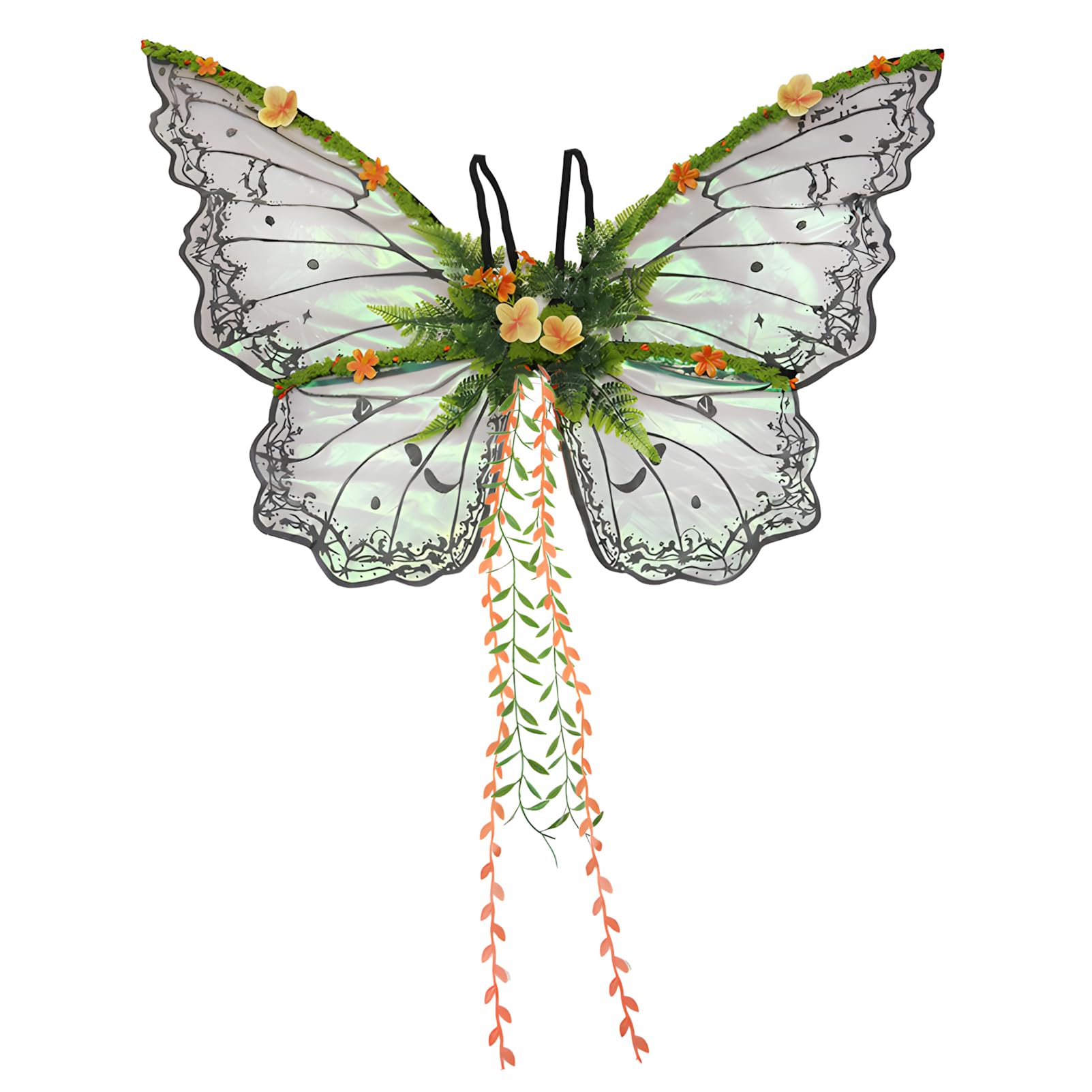 Snycler Fairy Wings for Adults and Girls, Fairy Costume Willow Leaf Butterfly Ideal for Carnival Photo Props Cosplay Costume Party -Black