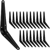 Vista 9 de 20 soportes de estante de 8 pulgadas, soporte flotante de acero negro resistente, soportes en L para estantes, soportes decorativos de montaje