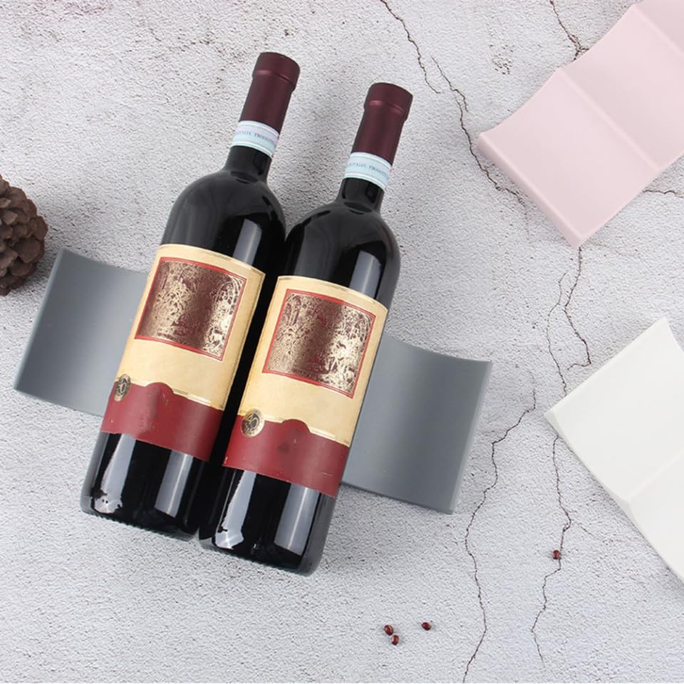 Soporte apilable para botellas de vino en plástico rosa claro miniatura 5