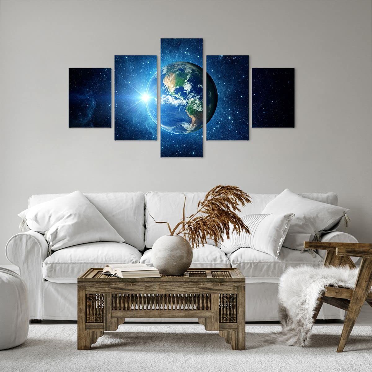 Tableau Galaxie Moderne 140x50cm - Impression Sur Toile Déco Murale Espace Univers Étoiles