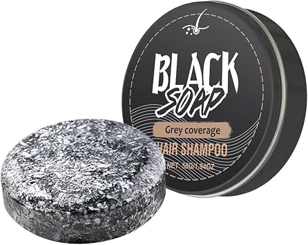 Black Hair Soap, Gray Hair Reverse Shampoo Bar, Natural Black Soap for Grey Hair Cover & Care, Deep Cleaning & Oil Control, for Daily Beard Care 1