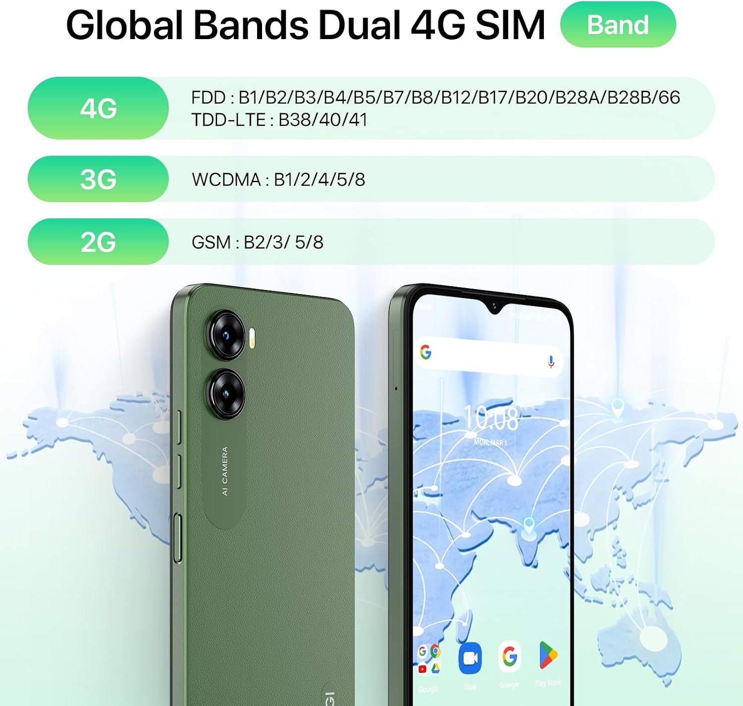 UMIDIGI G3 Unlocked Cell Phones Canada Dual Sim 4G LTE, 4GB+64GB Expandable 1TB with 4* A53-Cortex of 2.0GHz, 6.52 inch HD, 13MB+5MB Al Camera Night Mode, 5150mAh GSM Unlocked Phone