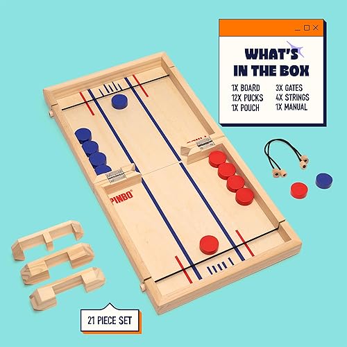 Miniatura 7 de Pinbo El juego clásico de cabestrillo | Juego de mesa plegable de acción rápida para 2 jugadores de madera para niños y adultos | Ideal para viajes