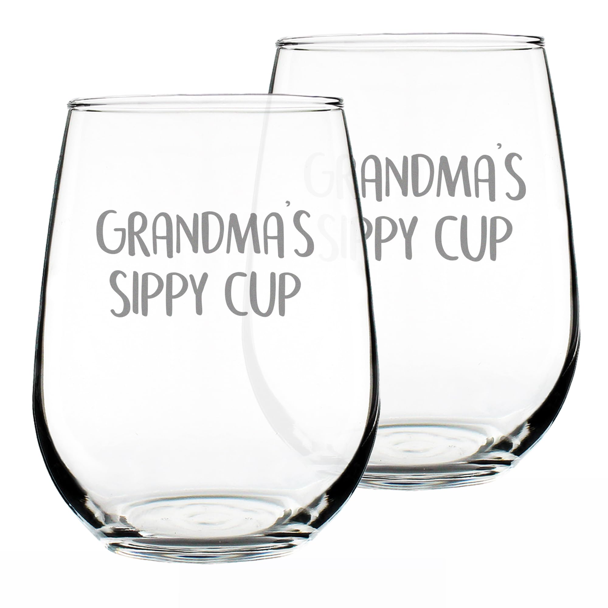 Grandma's Sippy Cup Wine Glass Birthday Gift for Grandma - 17 oz - Set of 2