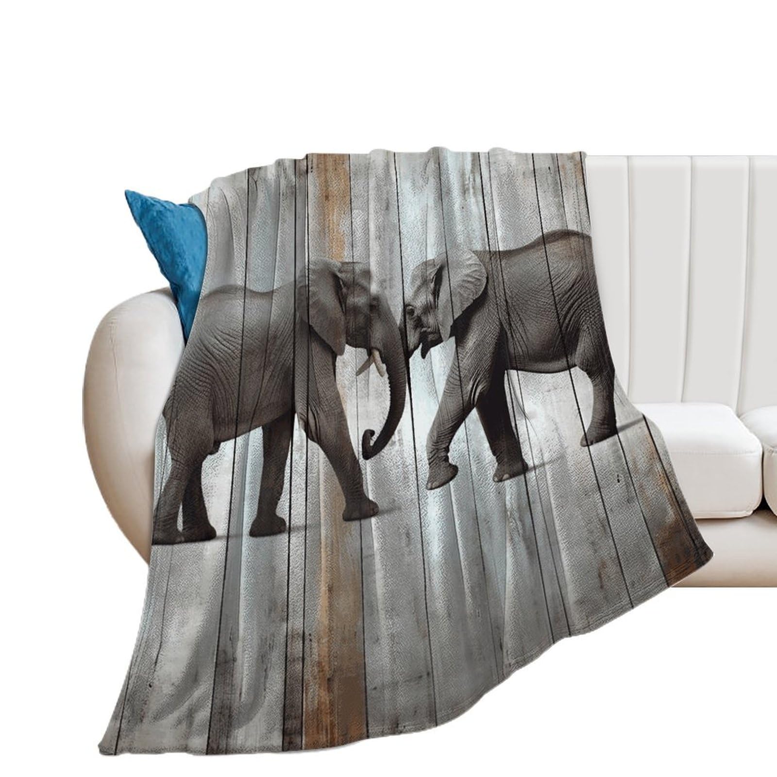 Couverture lit éléphant sur bois pour des soirées cocooning chaleureuses en hiver