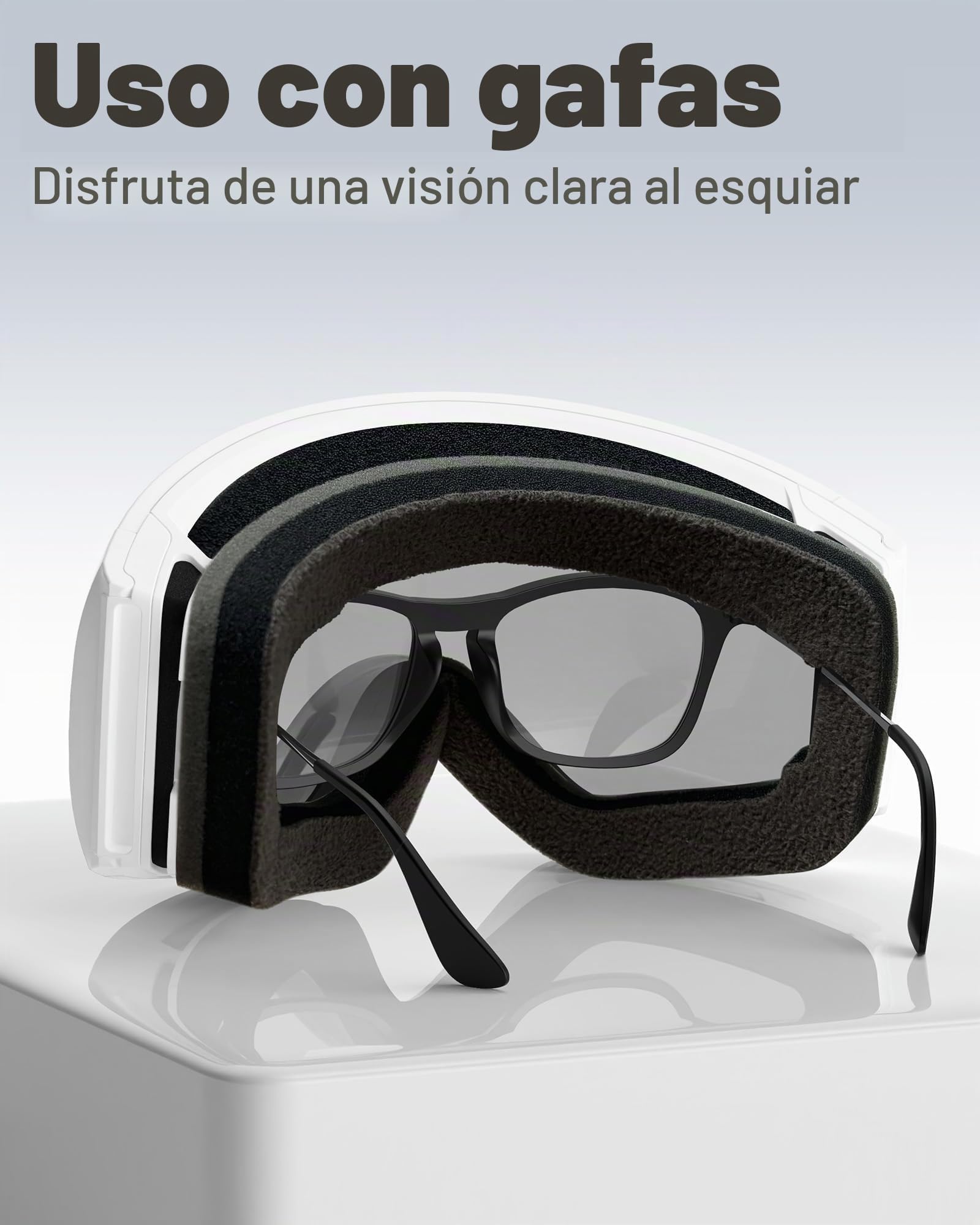 Gafas de Esquí Nieve, Gafas de Esquí Con Lentes Intercambiables, OTG Protección UV Compatible Casco Anti-Fog